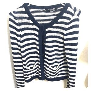Navy and White striped Cardigan
